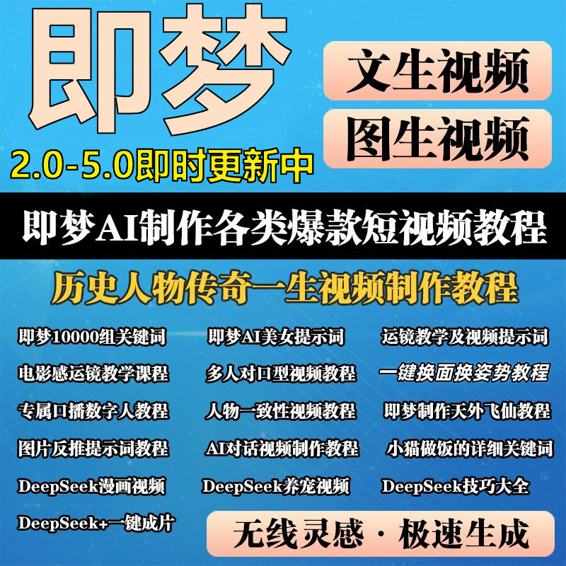 即梦AI全套教程文生视频图生视频提示词关键词电影分镜头运镜教程