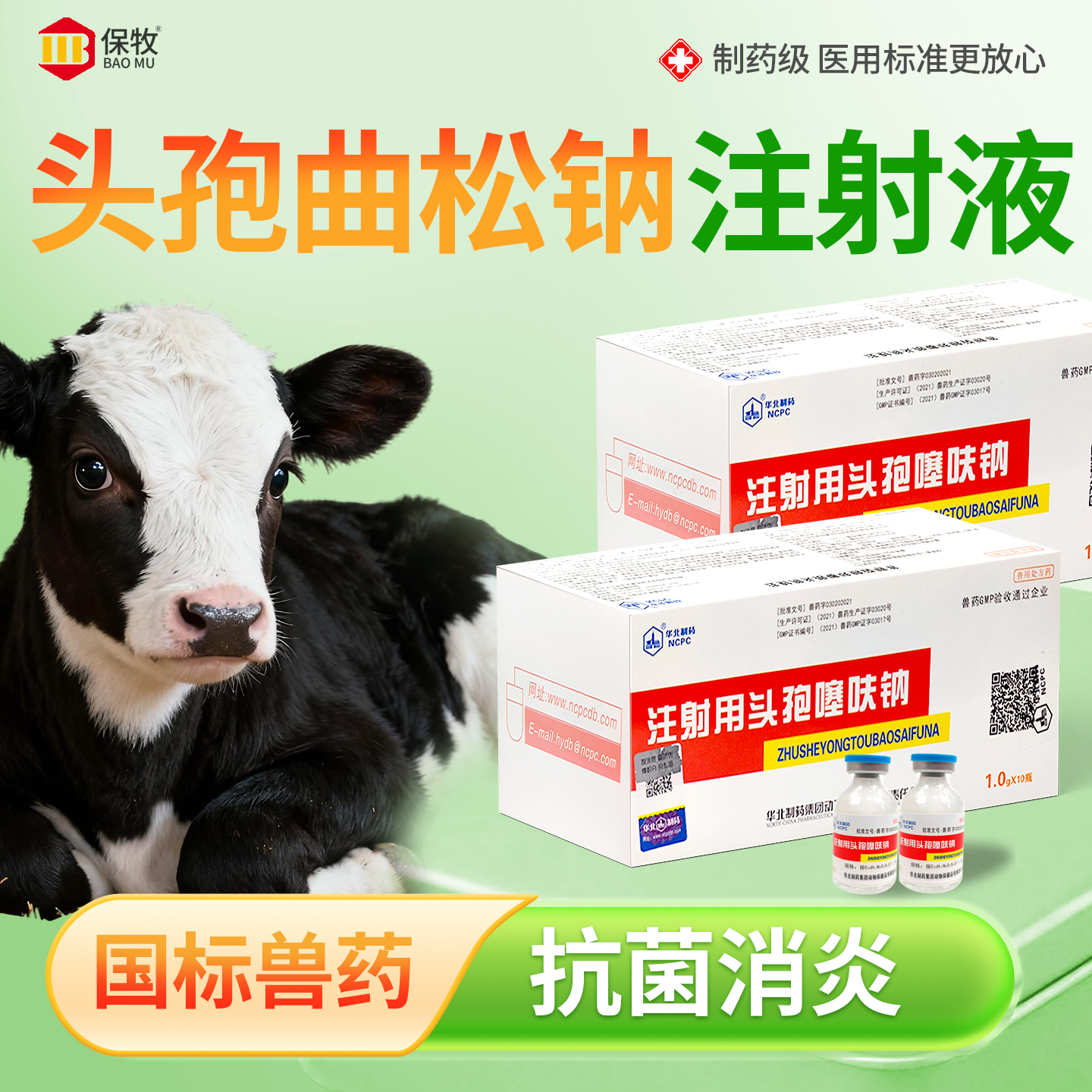 头孢曲松钠注射液头孢噻呋钠注射兽用针剂母猪牛羊用消炎抗菌兽药