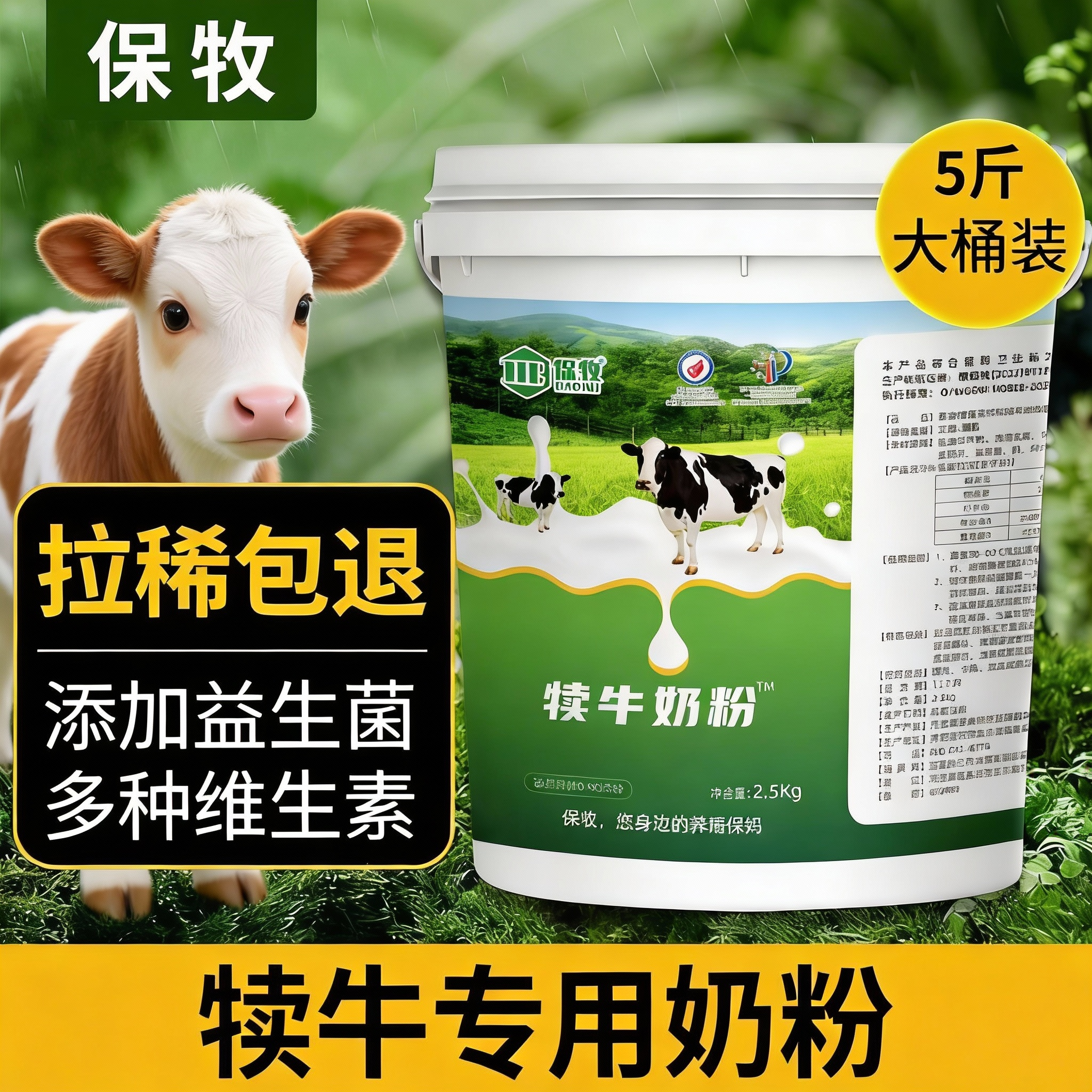 犊牛专用奶粉兽用5斤装喂新初生小牛犊子吃的动物代乳粉牛崽畜牲