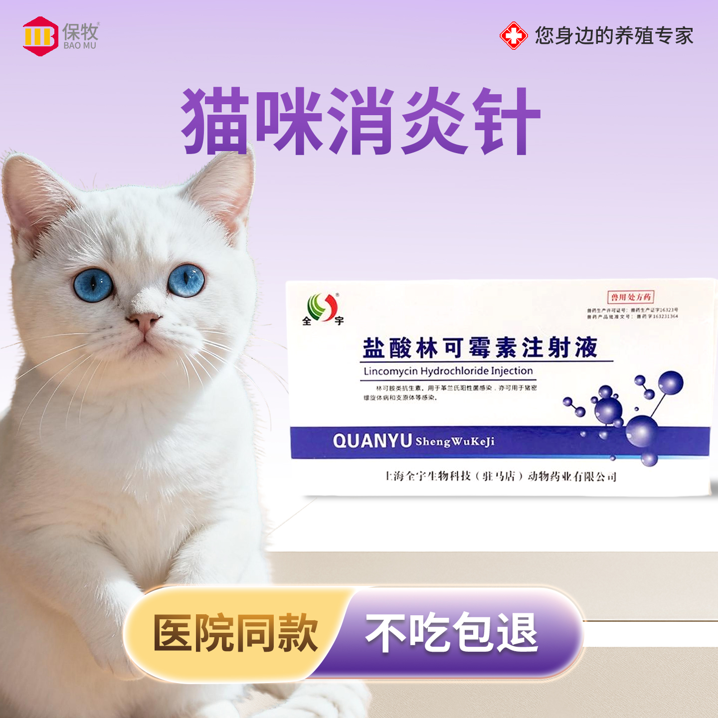 猫咪消炎林可霉素注射液产后消炎