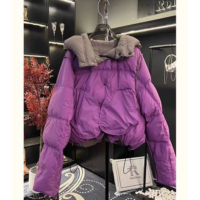 紫色羽绒服女秋冬2026新