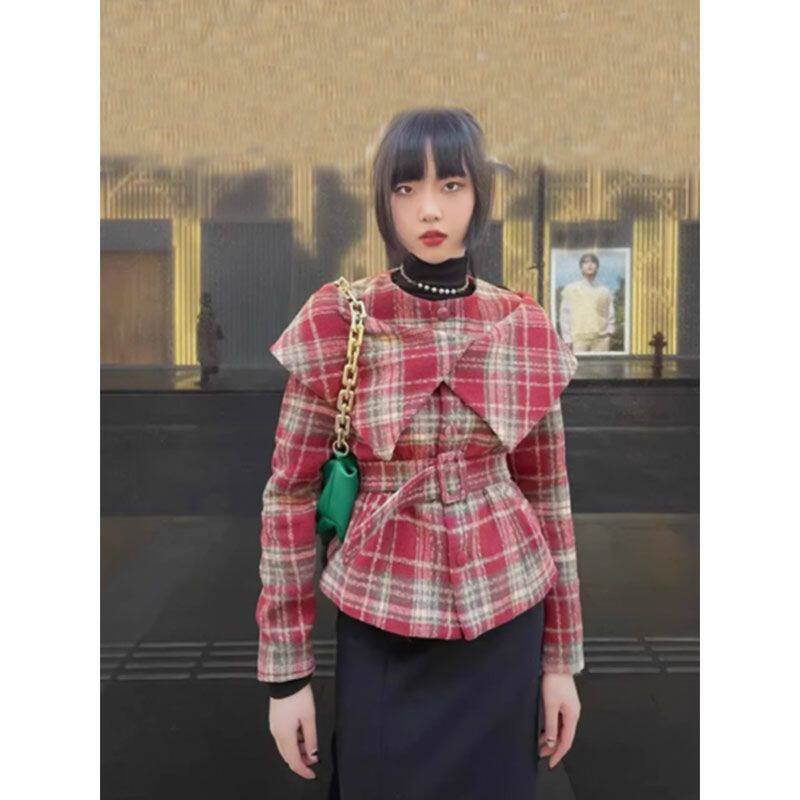 法式小香风格纹外套女202