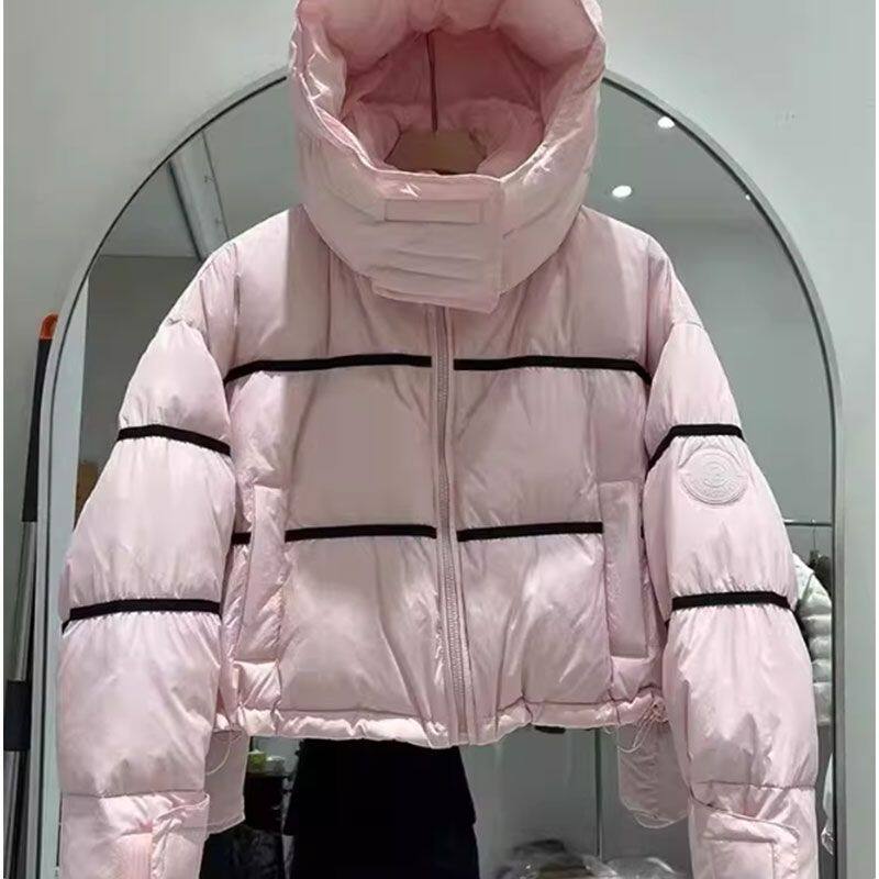 欧货设计感短款连帽羽绒