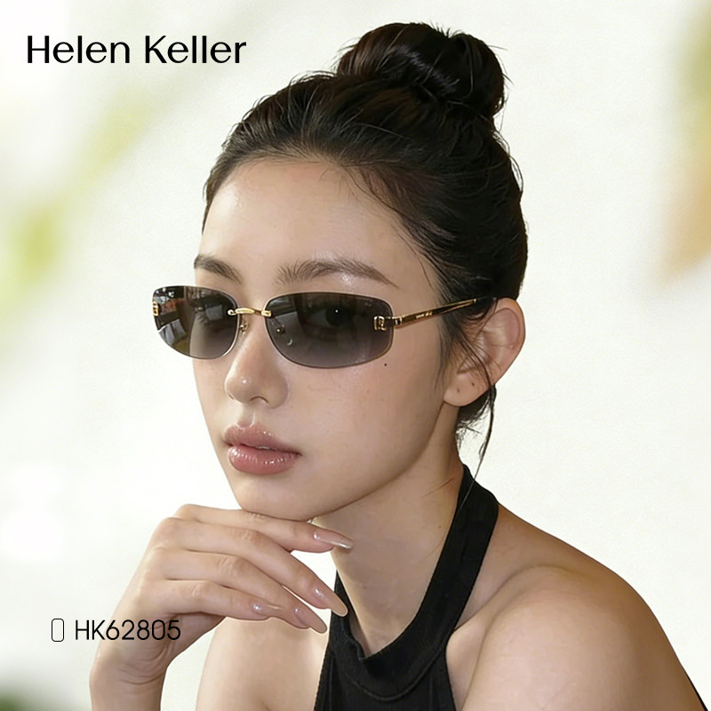 海伦凯勒26年新款潮流防晒发箍墨镜女时尚无框变色太阳镜HK62805