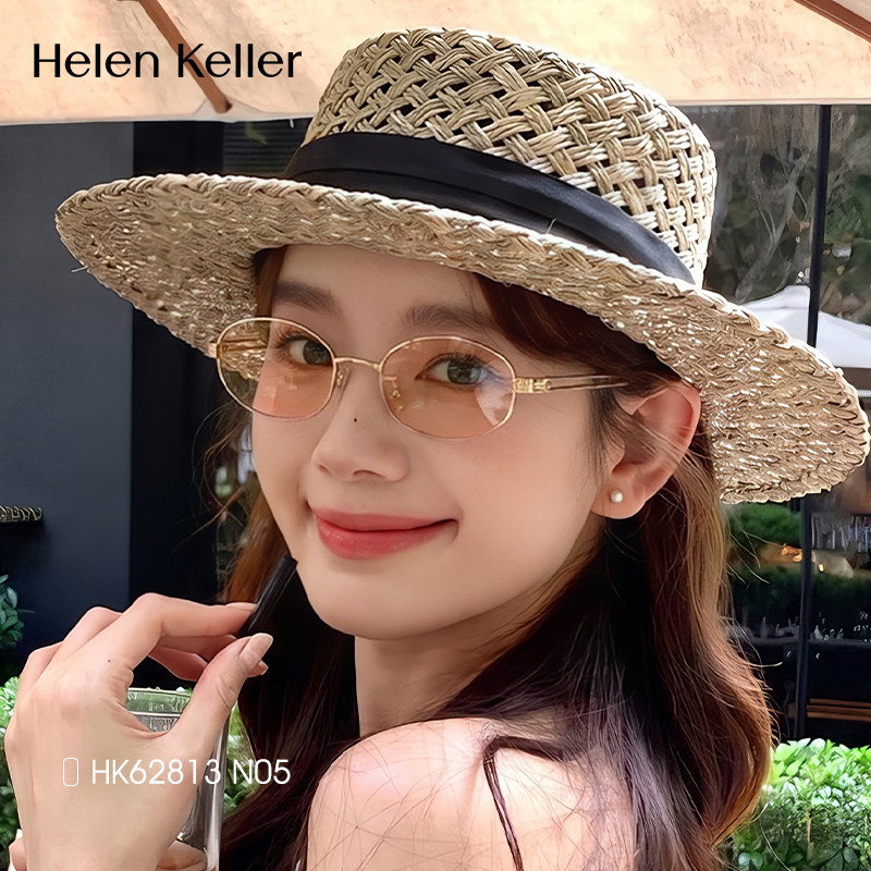 海伦凯勒老钱风开车墨镜女款超轻旅游防晒椭圆框太阳眼镜可配近视