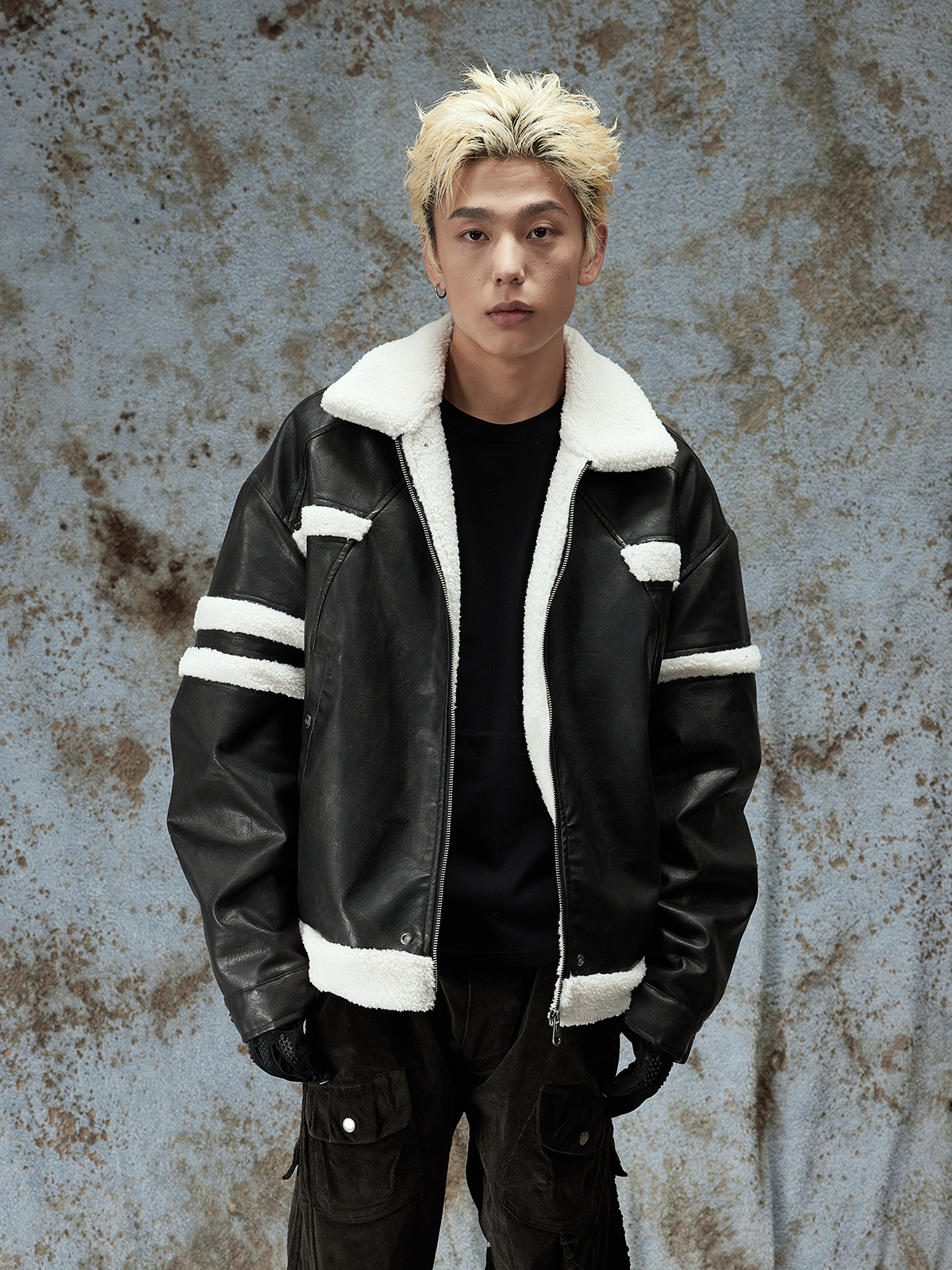 opfor拼接复古外套夹克