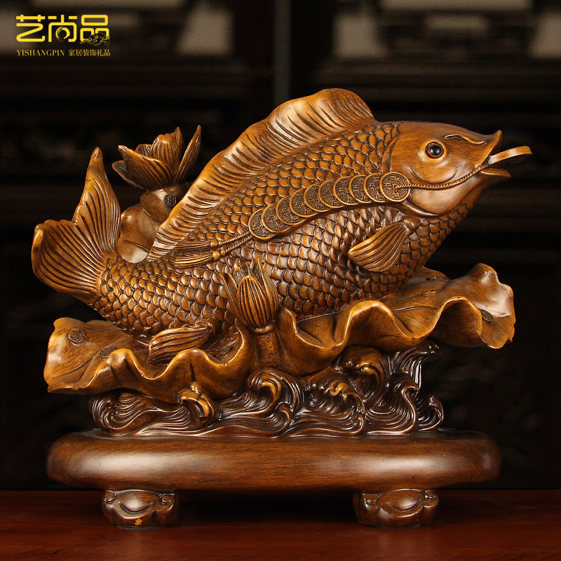 富贵有余招财金龙鱼摆件客厅玄关鲤鱼装饰工艺品乔迁新居开业礼品