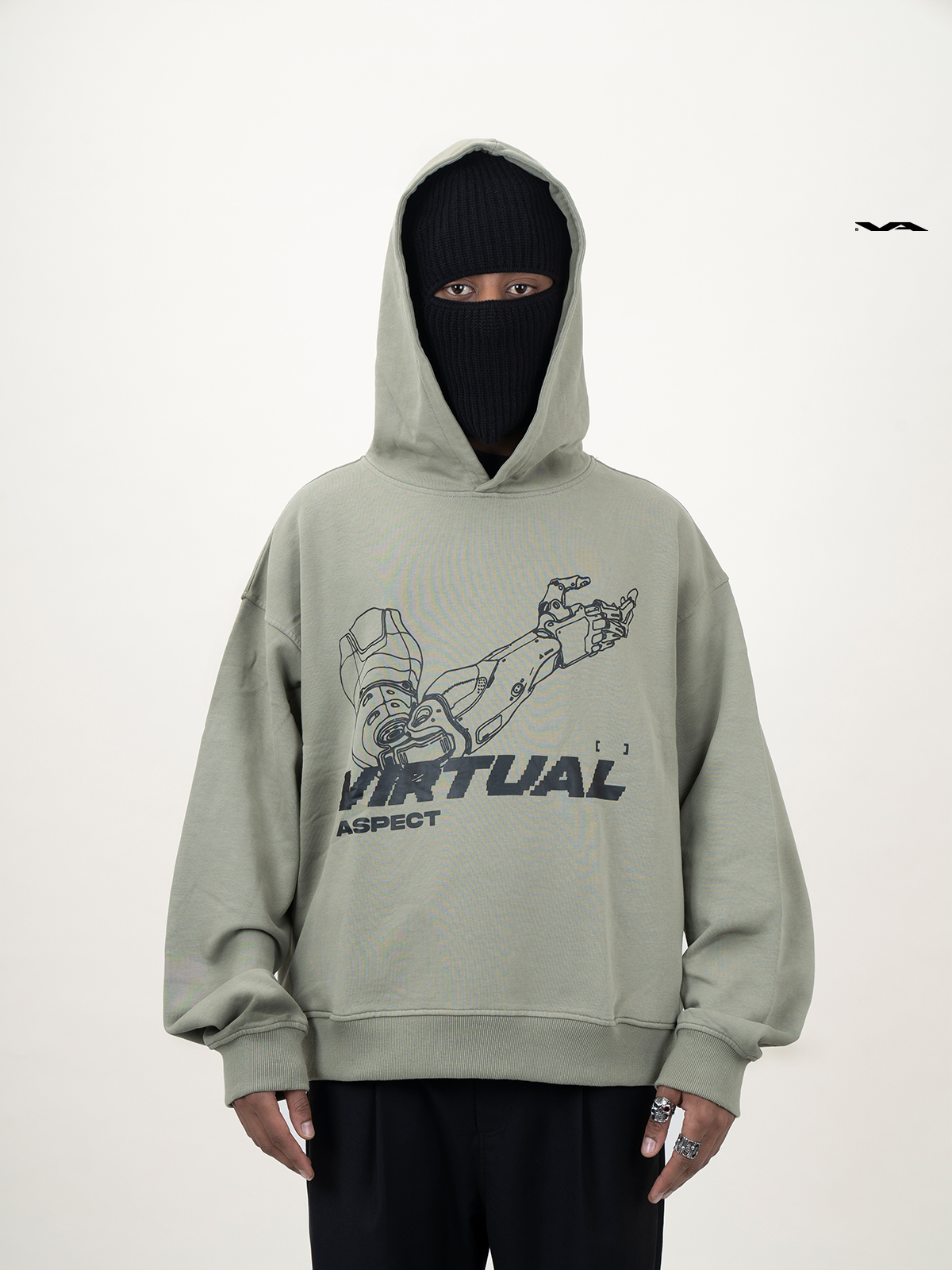 手绘风格印花连帽卫衣