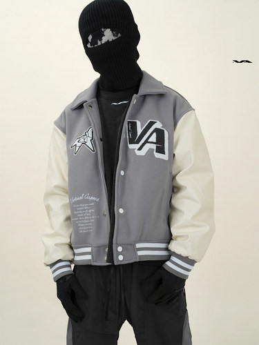 VIRTUALASPECT毛巾刺绣夹棉翻领