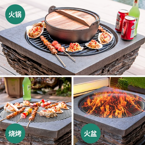 Огромное пламя для бытового отопления крытый уголь на гриле на гриле уголь на гриле запеченная печь на открытом воздухе на стол барбекю Дворик барбекю