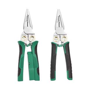 8-in-1 stainless steel wire stripping needle nose pliers, a