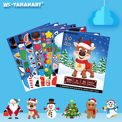 Children's Cartoon Christmas DIY Emoji Stickers Snowman Chr