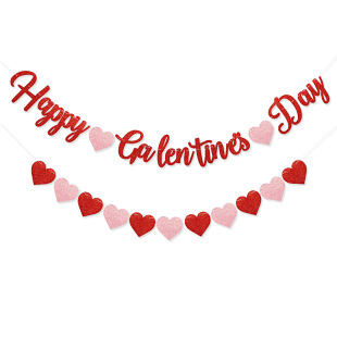 Valentine's Day Decoration Banner Red Sparkling Happy Galen