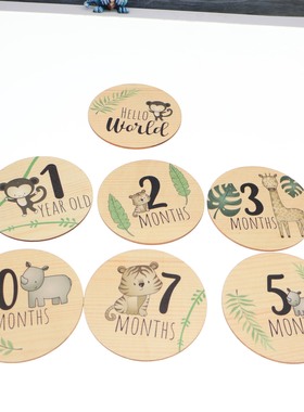 Wooden baby milestone commemorative wood chips welcome newb