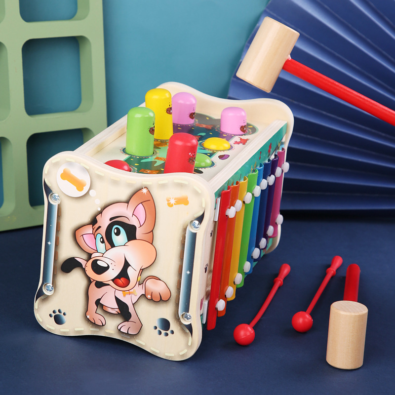 Children's Wooden Multi functional Dog Playing Qin and Grou