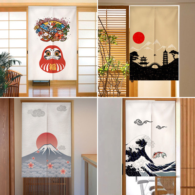 Ukiyo-Kanagawa Japanese style door curtain, half curtain, u