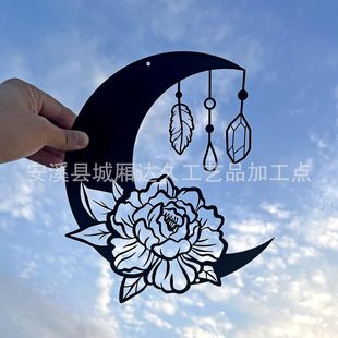 Moon metal floral decoration black bohemian style flower ha