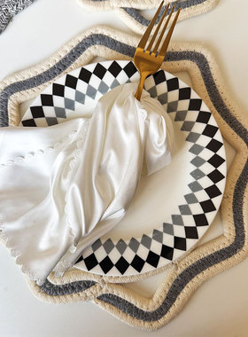 Woven cotton rope insulation mat, octagonal handmade placem