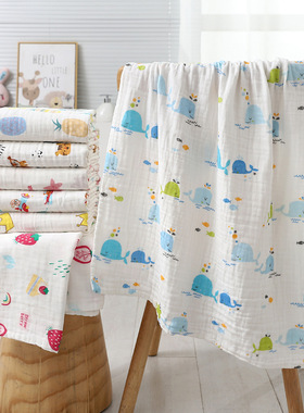 Baby bath towel with four layers of gauze, 140g baby produc