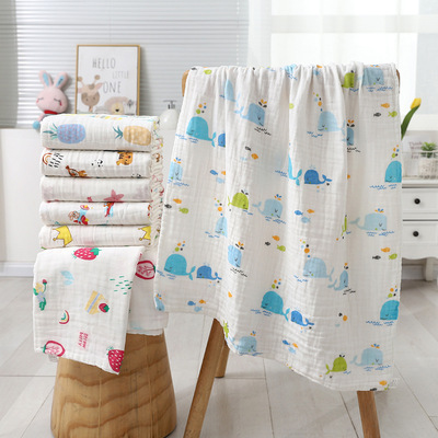Baby bath towel with four layers of gauze, 140g baby produc