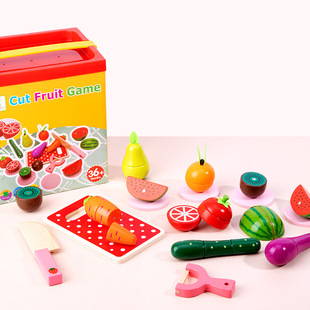 bucket filled magnetic Wooden and fruits vegetab children