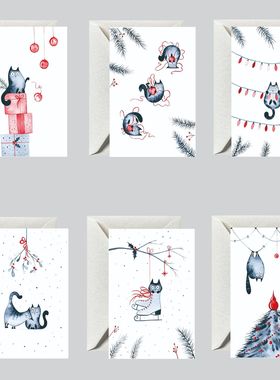 Wordless Theme Card Set Fun Animal Cat Universal Folding Ha