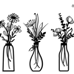 3 pieces of metal floral wall art - rural farmhouse decorat