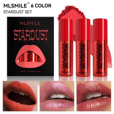 3 Red Powder Set for Halloween Pearl Lip Gloss, Durable and