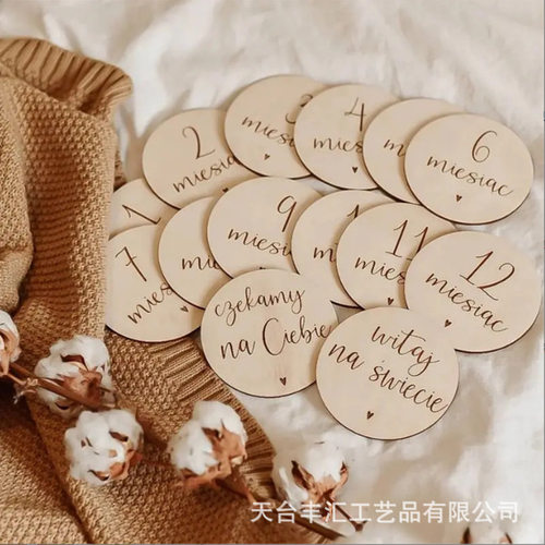 Wooden milestone baby commemorative card, wooden newborn ba