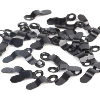 Black bow shaped shrapnel backplate, silver pressure plate,