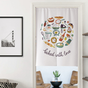 Nordic style fabric door curtain, kitchen coffee shop parti