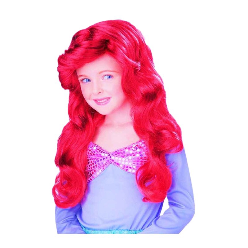 Cosplay mermaid red children's curly hair wig performance w