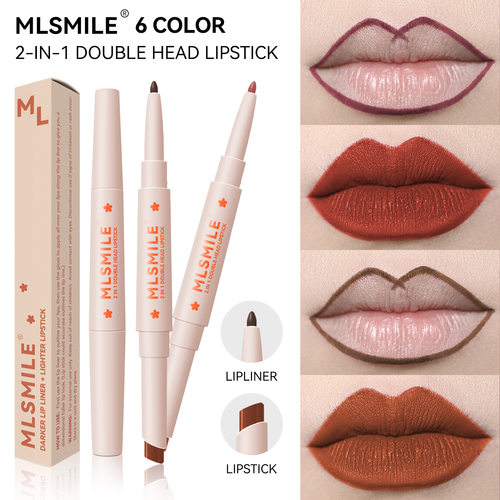Double head lip line lip glaze lipstick waterproof velvet t