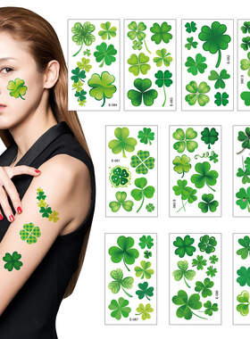 St. Patricks Day Clover Face Tattoo Stickers Irish Pain10pcs