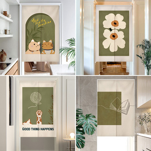 Nordic modern door curtain fabric Morandi partition curtain