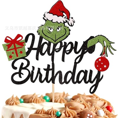 2025 Christmas Cake Sticker Grinch Christmas Theme Children
