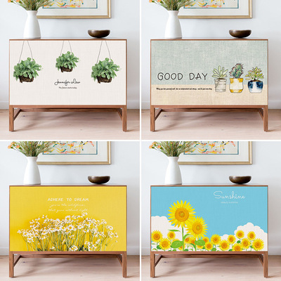 Cabinets cover miscellaneous items, door curtains, Velcro,