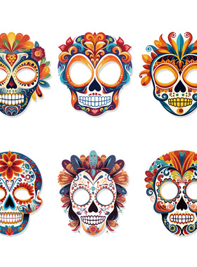 Mexican Day of the Dead paper decorative mask dance perform