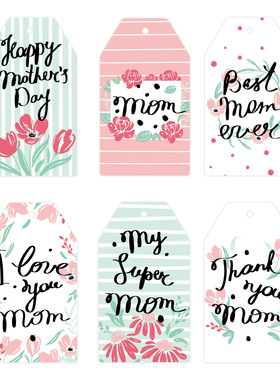 Happy Mother's Day themed hang tag, Mother's Day love flowe