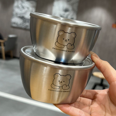 Children's double-layer heat-resistant bowl, household anti