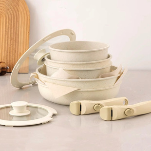 Detachable cookware set, non stick pan, flat bottomed pan,