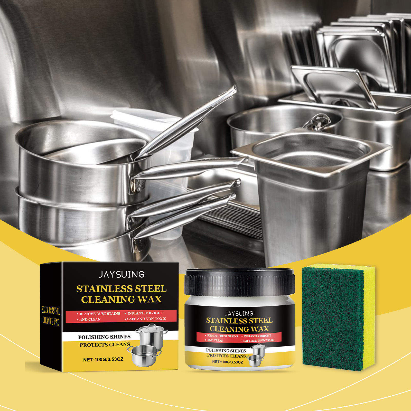 JAYSUING stainless steel cleaner, kitchen utensils, oil sta