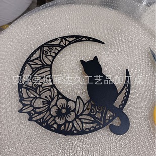 Advanced black cat and moon wall art, moon phase wall decor