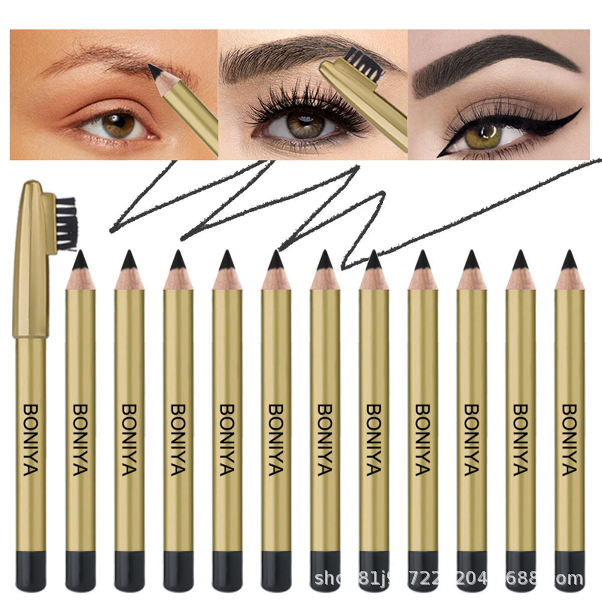 Temu hard core wild eyebrow pencil is easy to color, with c