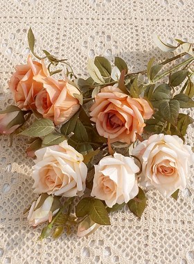 Simulated Flower Rose 2 Forks Autumn Intent Curled Edge Ros