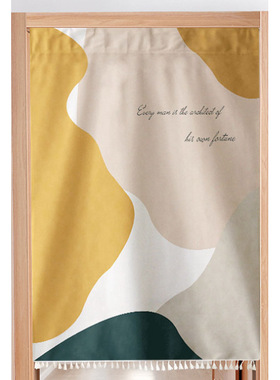 Nordic fresh fabric door curtain, home tassel blocking curt