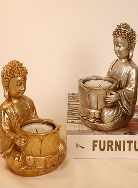 Resin Buddha statue candle holder decoration antique entran