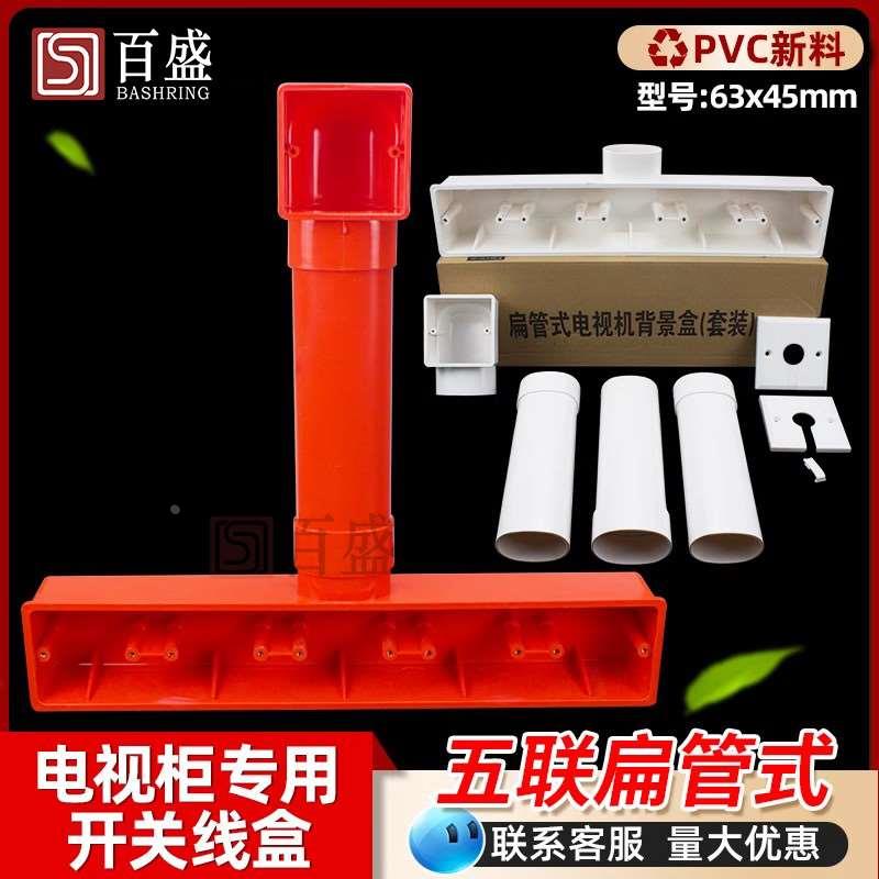 PVC86型电视背景墙专用预埋盒子63五联影音底盒扁管式接线盒套装