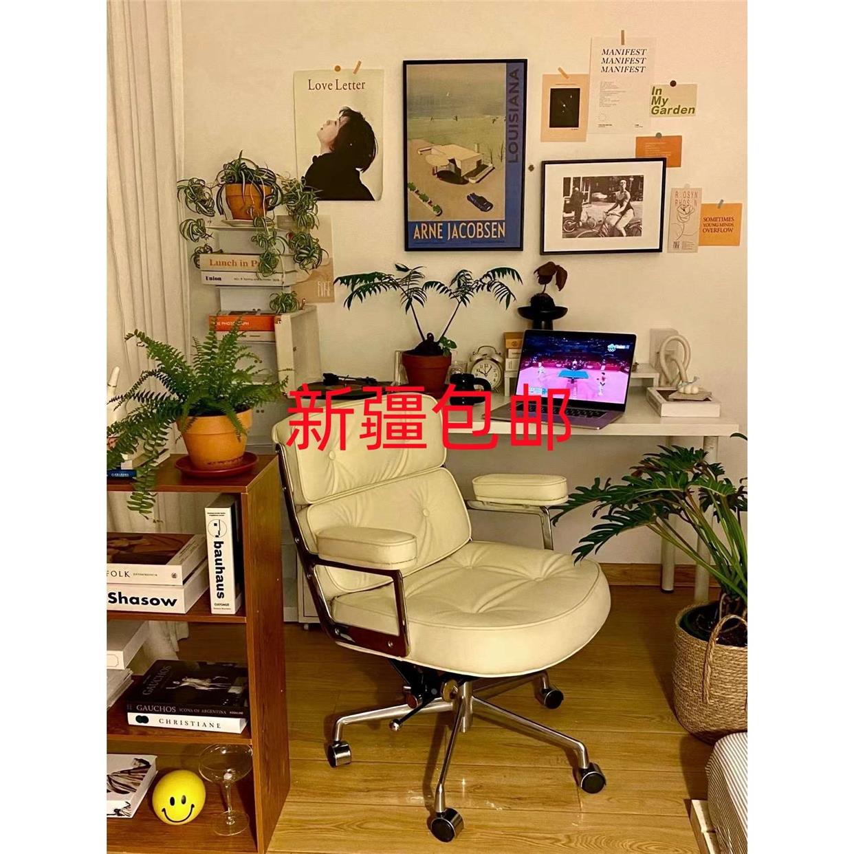 新疆包邮北欧轻奢靠背办公电脑椅家用久坐舒适书桌椅子ins风卧室