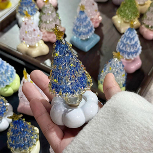 景德镇转转圣诞树摆件琉璃烧玻璃陶瓷氛围感装饰品治愈系圣诞礼物
